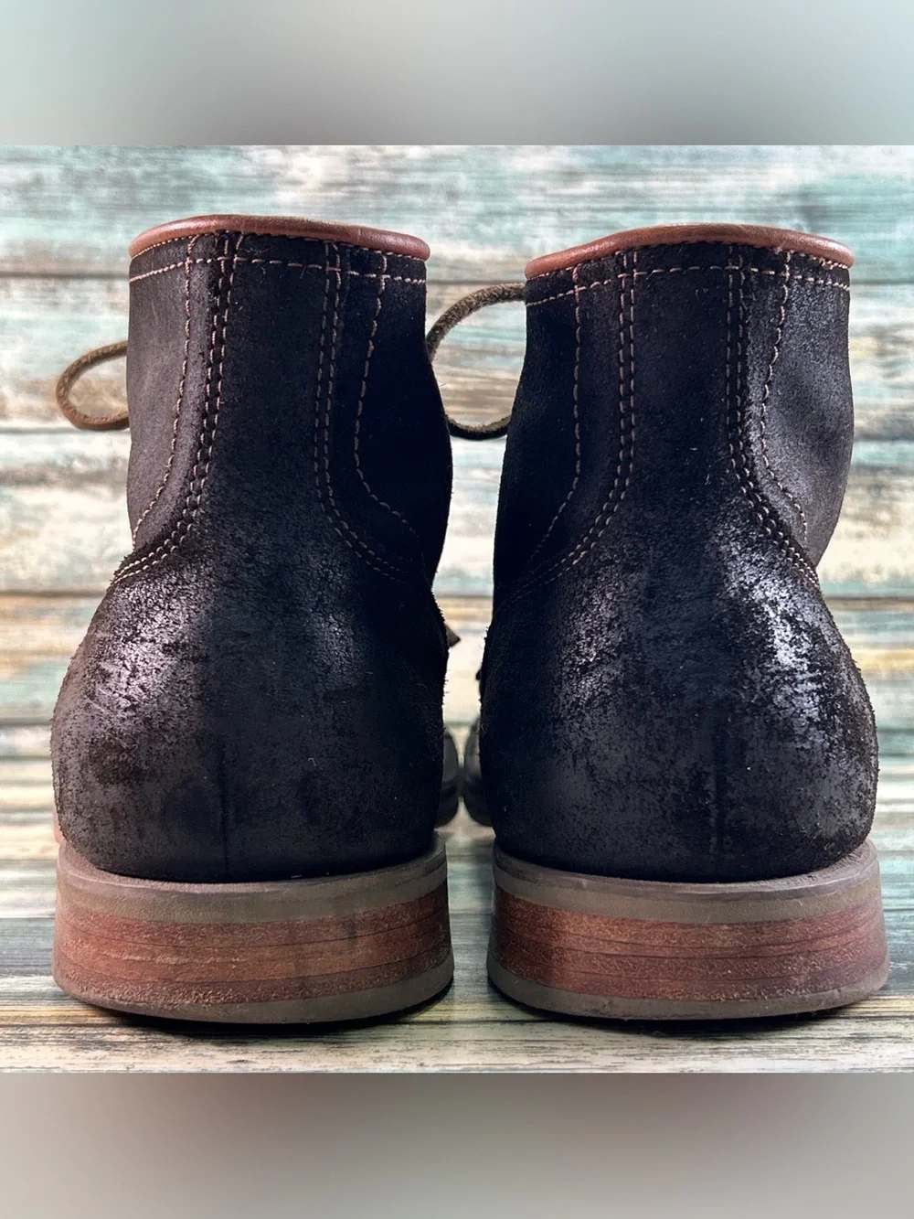 Cole Haan Weston Boots Mens Size 9M Brown Waxed Suede Cap Toe Lace Up Combat